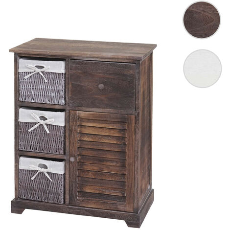 Commode HWC-H21, armoire à tiroirs, tiroir panier en bois massif 80x60x30cm - blanc miteux
