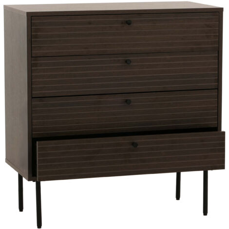Commode HWC-N78, Sideboard armoire, 4 tiroirs, style scandinave métal bois mélamine MVG 85