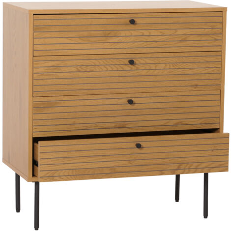 Commode HWC-N78, Sideboard armoire, 4 tiroirs, style scandinave métal bois mélamine MVG 85