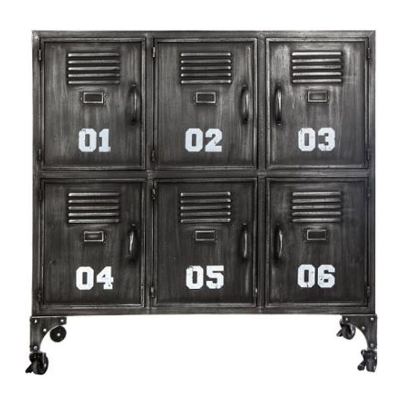 Commode Industrielle 6 Portes 'Casiers' 90cm Noir