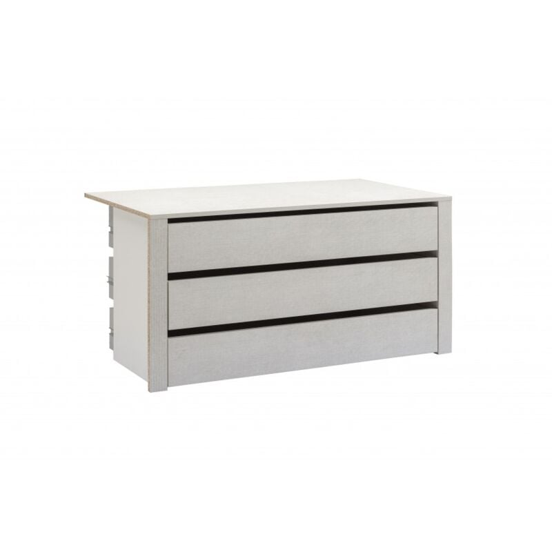 Commode intérieure pour armoires 123 cm trois tiroirs gris glace - Tronto