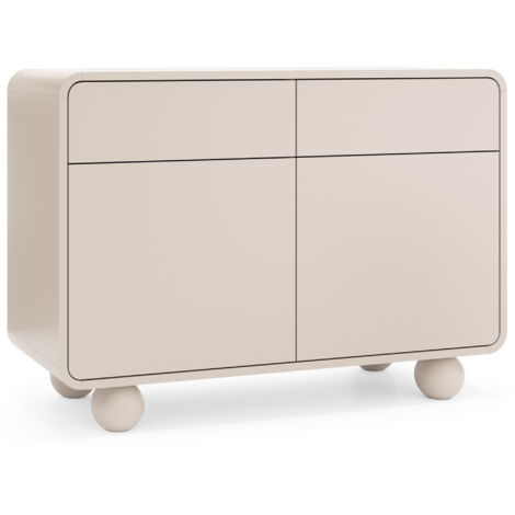Commode KAMLOOPS KSZ108 - Cachemire - Arrondi - 2 Tiroirs - Largeur 108 cm, Hauteur 75 cm, Profondeur 39 cm