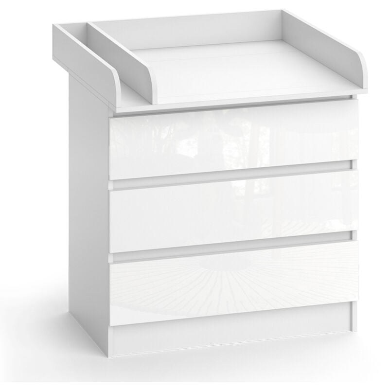 Commode à langer Emma, Blanc, 80x85.4cm avec 3 tiroirs, Vicco