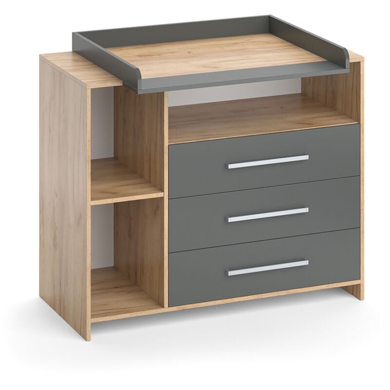 Vicco - Commode à langer Oskar, Chêne de force doré, 113 x 100 cm