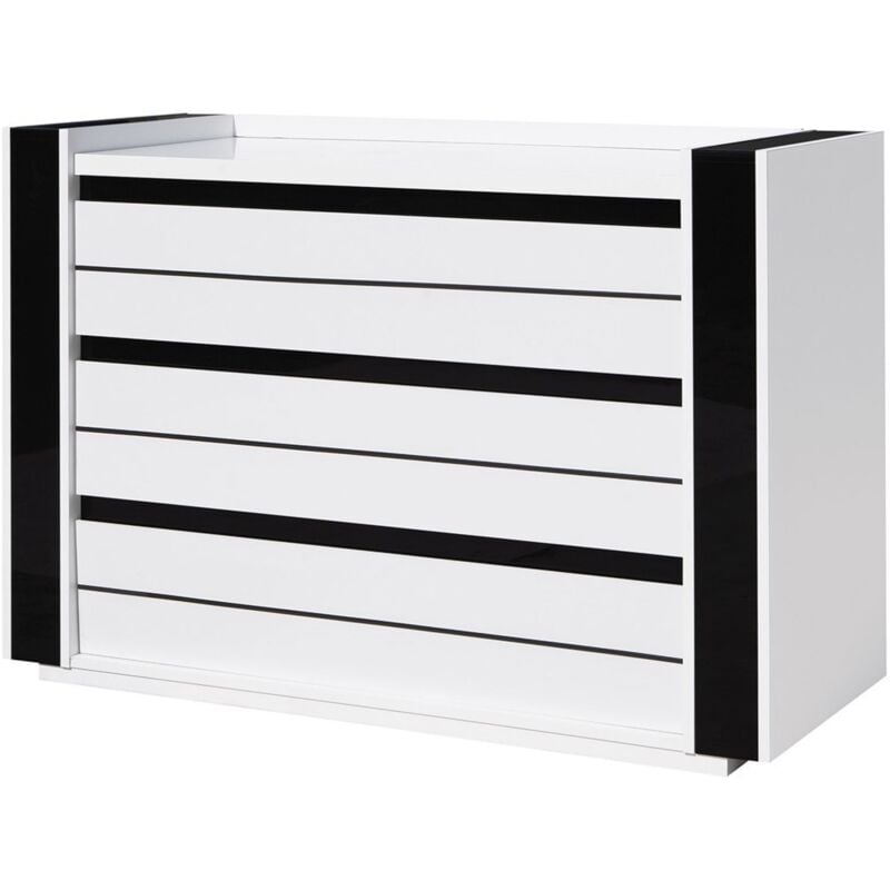 Commode lina blanc et noir avec led – 124 x 87 x 50 cm