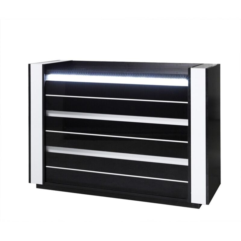 Meublorama - Commode lina noire et blanche – 3 tiroirs – 124 x 87 x 50 cm