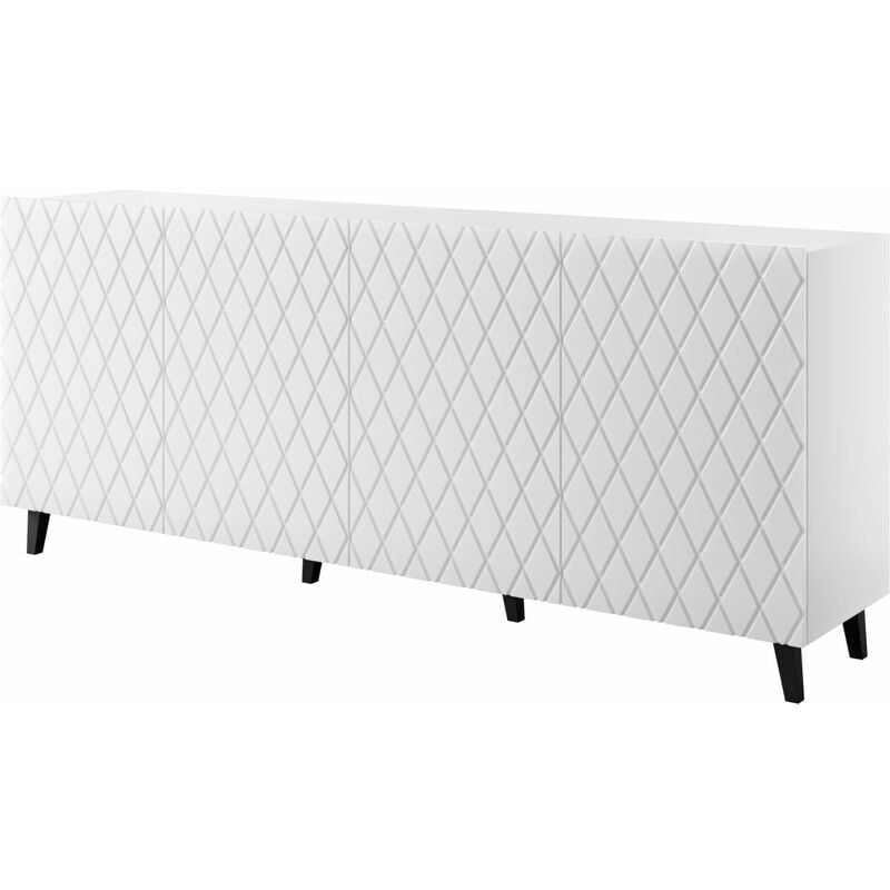 Bim Furniture - Commode loco 200 cm 4D quatre portes panneau mdf façade fraisée blanc mat