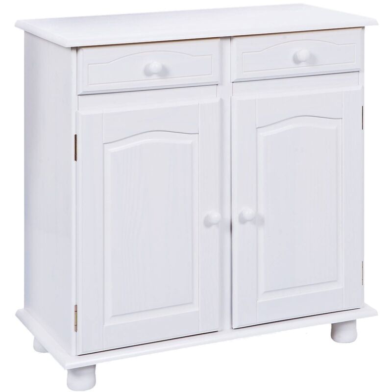 Buffet 2 portes et 2 tiroirs en pin massif blanc - RISOUL Buffet 2 portes et 2 tiroirs en pin massif blanc - RISOUL