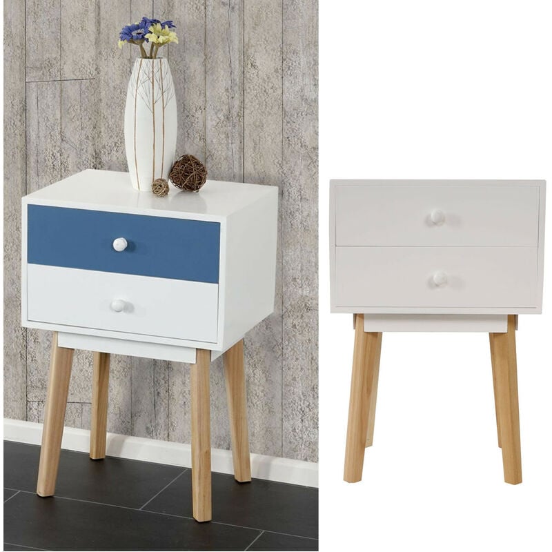Commode Malmö T271, armoire, table d'appoint, design rétro 59x40x30cm - blanc