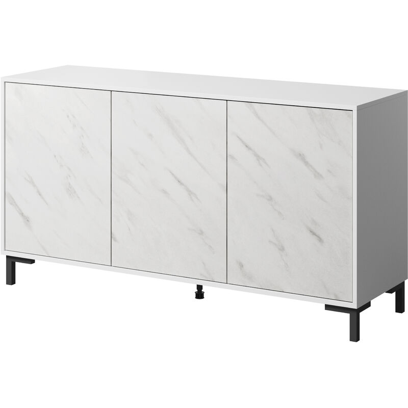 bim furniture - commode marmo 200 cm 3d blanc mat / marbre blanc