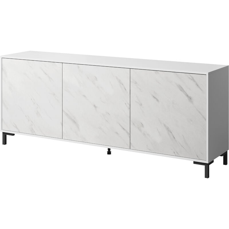 Commode marmo 150 cm 3D blanc mat / marbre blanc