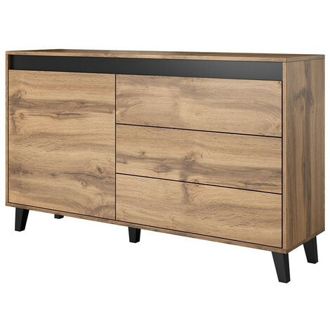 Commode Melevara 100 , Avec tiroirs et portes, Nombre de tiroirs: 3, 83x138x38cm
