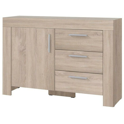 Commode Melfeli 108, Sonoma chêne, Avec tiroirs et portes, Nombre de tiroirs: 3, 85x120x42cm
