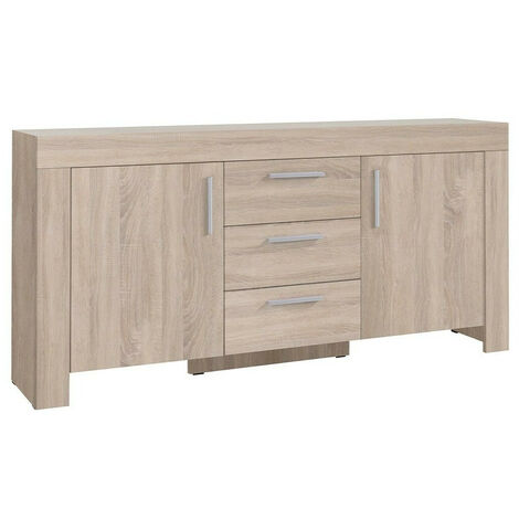 Commode Melfeli 110, Sonoma chêne, Avec tiroirs et portes, Nombre de tiroirs: 3, 85x170x42cm