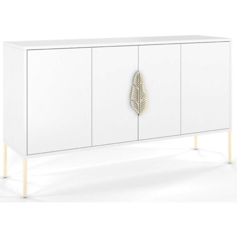 Commode Merlin 138 x 40 x 79 cm Bois - Blanc et doré