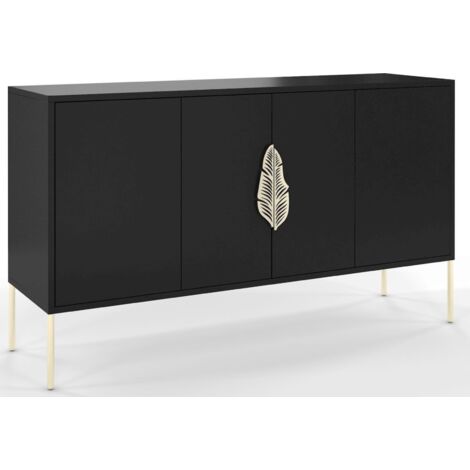 Commode Merlin 138 x 40 x 79 cm Bois - Noir et doré