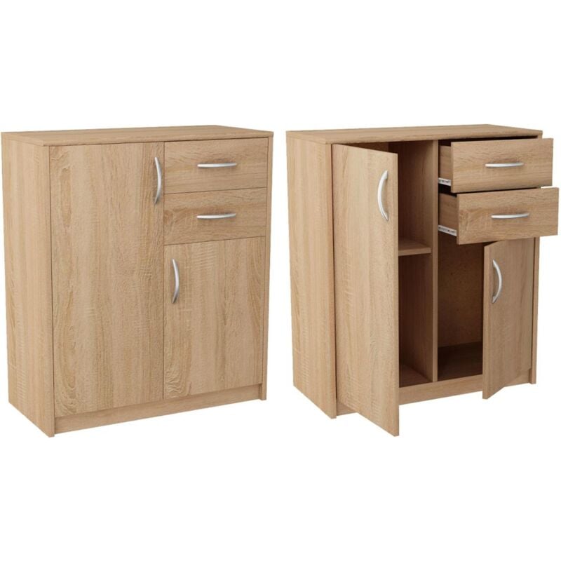 Commode, meuble 2D2S SONOMA OAK, tiroirs, étagère, étagère