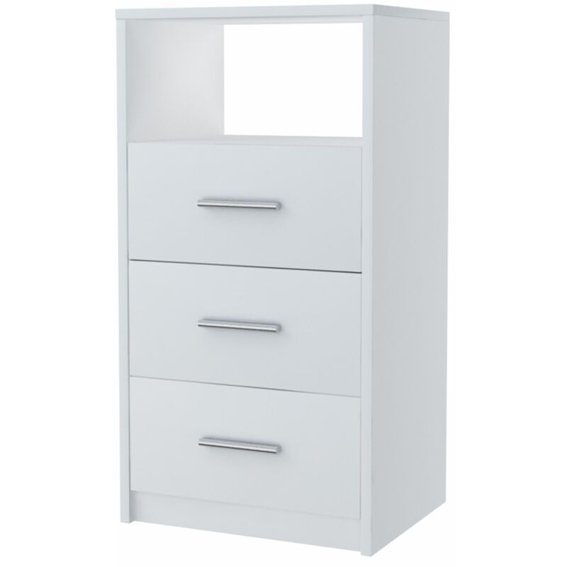 Commode, meuble 3SO, BLANC, tiroirs 40cm, commode, étagère