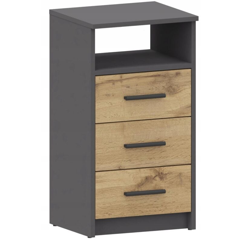 Commode meuble 3SO GRAPHITE-WOTAN anthracite 40cm tiroirs commode étagère UFC
