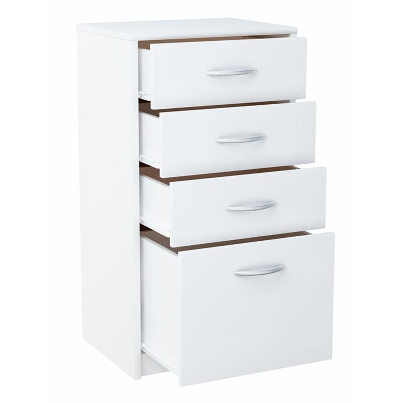 Commode meuble 45cm 4S BLANC étagère 4 tiroirs