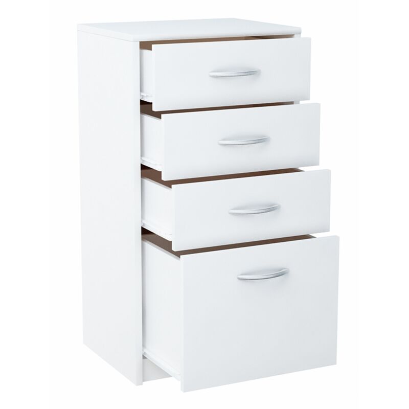Commode 45cm 4S BLANC 4 tiroirs étagère