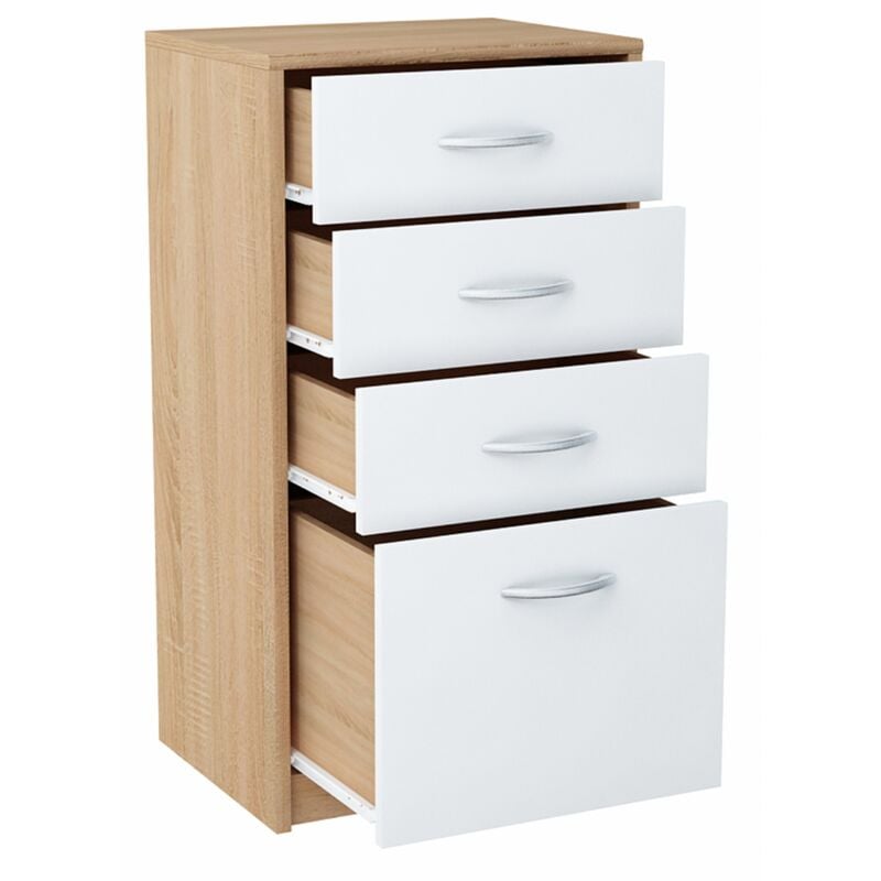 Commode meuble 45cm 4S BLANC-SONOMA 4 tiroirs