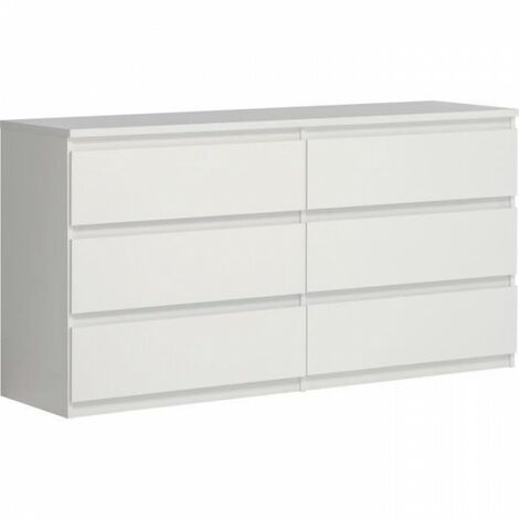 Commode - Meuble  CHELSEA 6 Tiroirs - Couleur blanc mat - L 154 x P 42,2 x H 79,9 cm