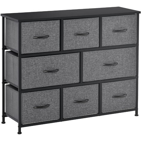 HOMCOM Commode meuble de rangement 8 tiroirs pliables en tissu 100 x 30 x 78,5 cm anthracite