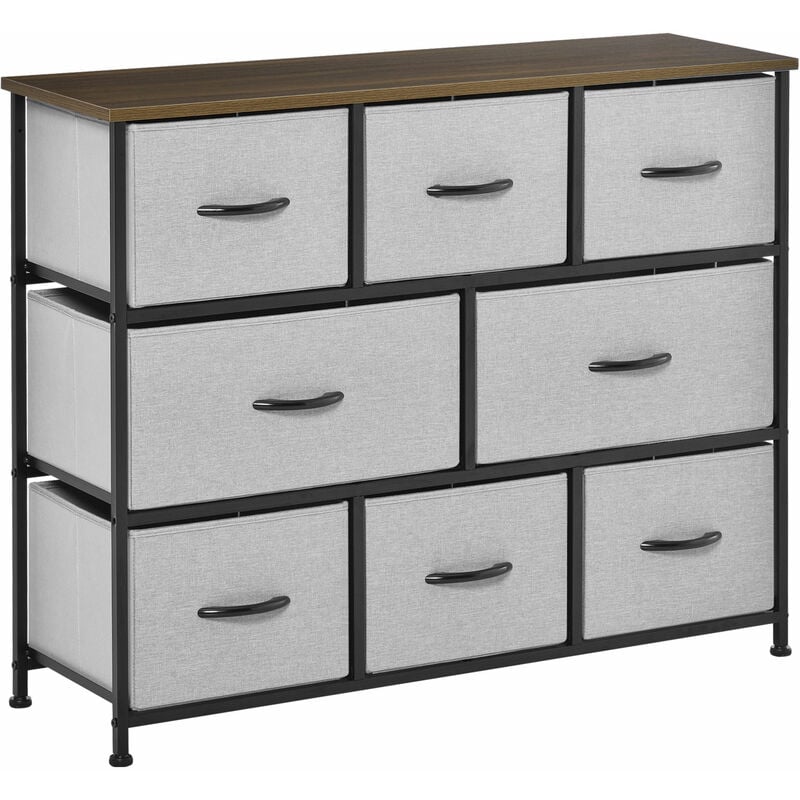 Homcom - Commode meuble de rangement 8 tiroirs pliables en tissu 100 x 30 x 78,5 cm gris