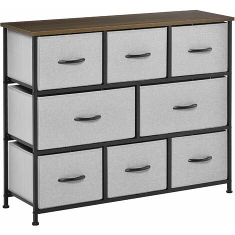 Commode meuble de rangement 8 tiroirs pliables en tissu 100 x 30 x 78,5 cm gris - Gris