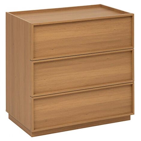 Commode meuble de rangement à 3 tiroirs, coloris marron - Longueur 80 x Profondeur 48 x Hauteur 78 cm