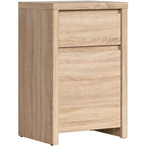 Commode meuble de rangement avec 1 porte et 1 tiroir, coloris chêne Sonoma - Longueur 49 x Profondeur 40,5 x Hauteur 77 cm