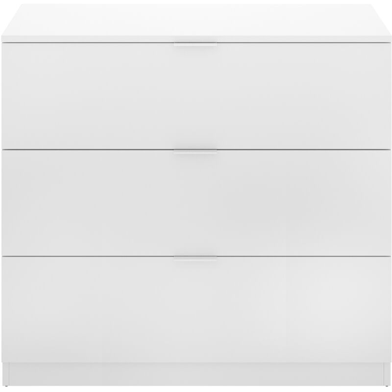 Commode, meuble de rangement avec 3 tiroirs en bois coloris blanc - Longueur 81 x Profondeur 39 x Hauteur 82 cm