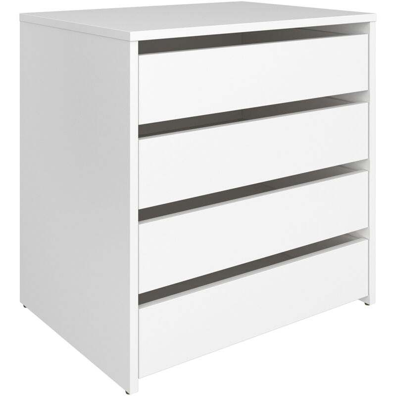 Commode, Meuble de rangement avec 4 tiroirs coloris Blanc