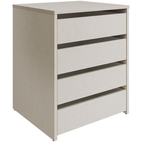 Commode, Meuble de rangement avec 4 tiroirs coloris effet textile - Hauteur 61,8 x Longueur 50 x profondeur 45 cm