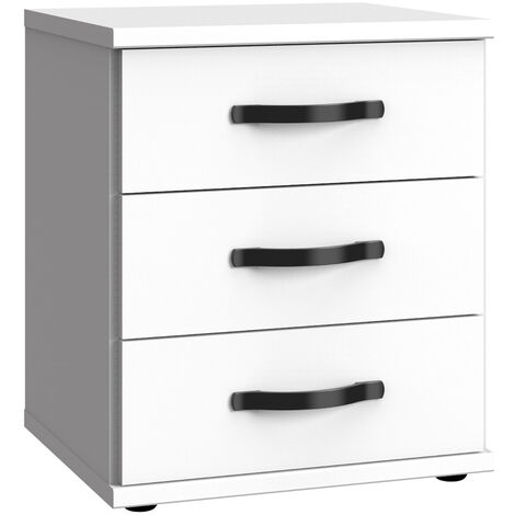 Commode, meuble de rangement coloris Blanc, rechampis noir - Longueur 46 x Hauteur 58 x Profondeur 40 cm -PEGANE-