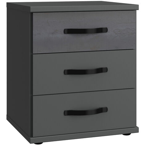 Commode, meuble de rangement coloris Graphite, rechampis noir - Longueur 46 x Hauteur 58 x Profondeur 40 cm -PEGANE-