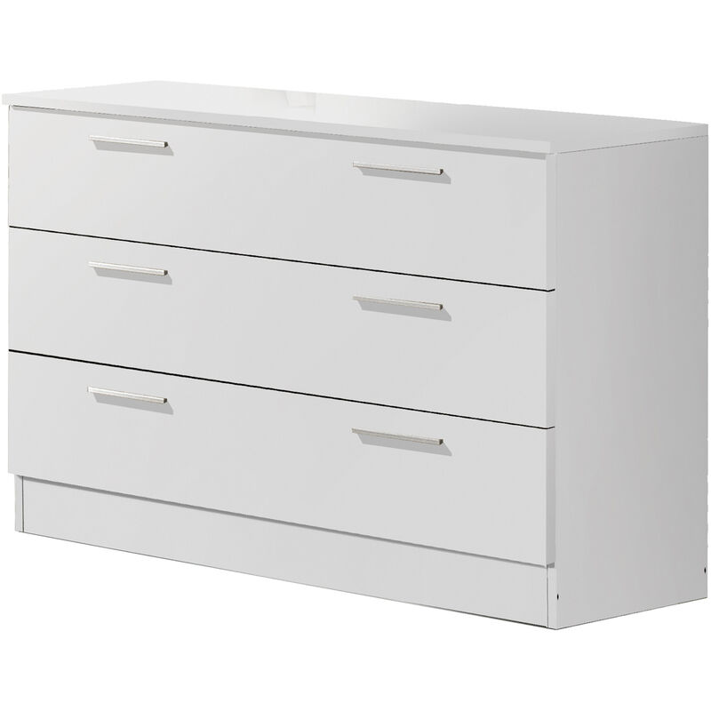 Pegane - Commode / meuble de rangement de 3 tiroirs coloris blanc - longueur 100 x profondeur 35 x hauteur 69 cm