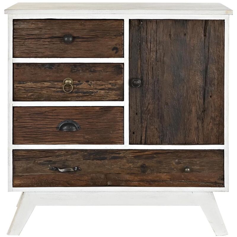 Commode, meuble de rangement en bois de manguier et métal - Longueur 72 x Profondeur 50 x hauteur 75 cm Pegane