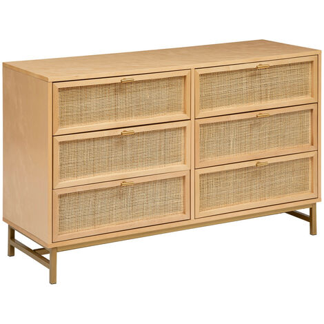 Commode, meuble de rangement en bois MDF coloris beige - longueur 120 x Profondeur 40  x Hauteur 74,5  cm