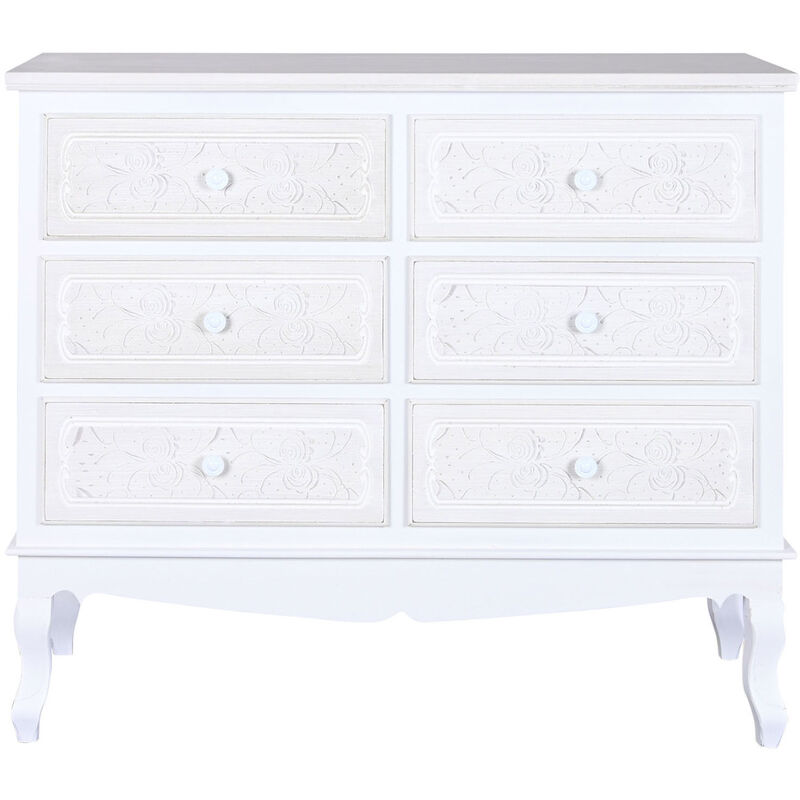 Commode , meuble de rangement en bois mdf coloris blanc - Longueur 100 x Profondeur 40 x hauteur 87 cm Pegane