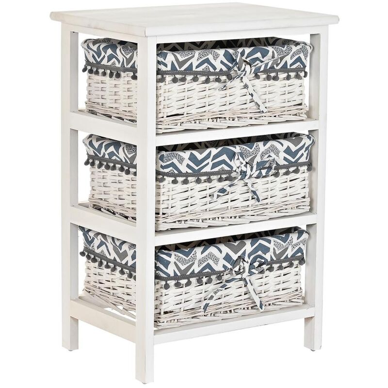 Commode, meuble de rangement en bois osier et paulownia avec 3 tiroirs - Longueur 40 x Profondeur 29 x hauteur 59 cm Pegane