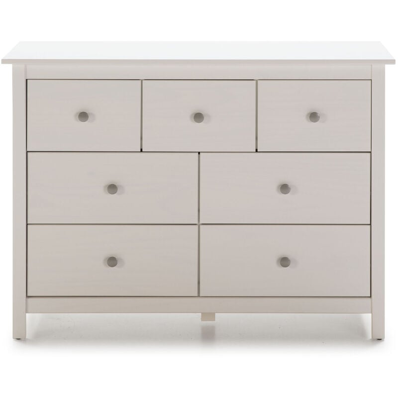 Commode, meuble de rangement en pin coloris blanc - Longueur 110 x Profondeur 40 x Hauteur 80 cm Pegane
