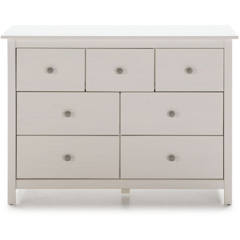 Commode, meuble de rangement en pin coloris blanc - Longueur 110 x Profondeur 40 x Hauteur 80 cm -PEGANE-