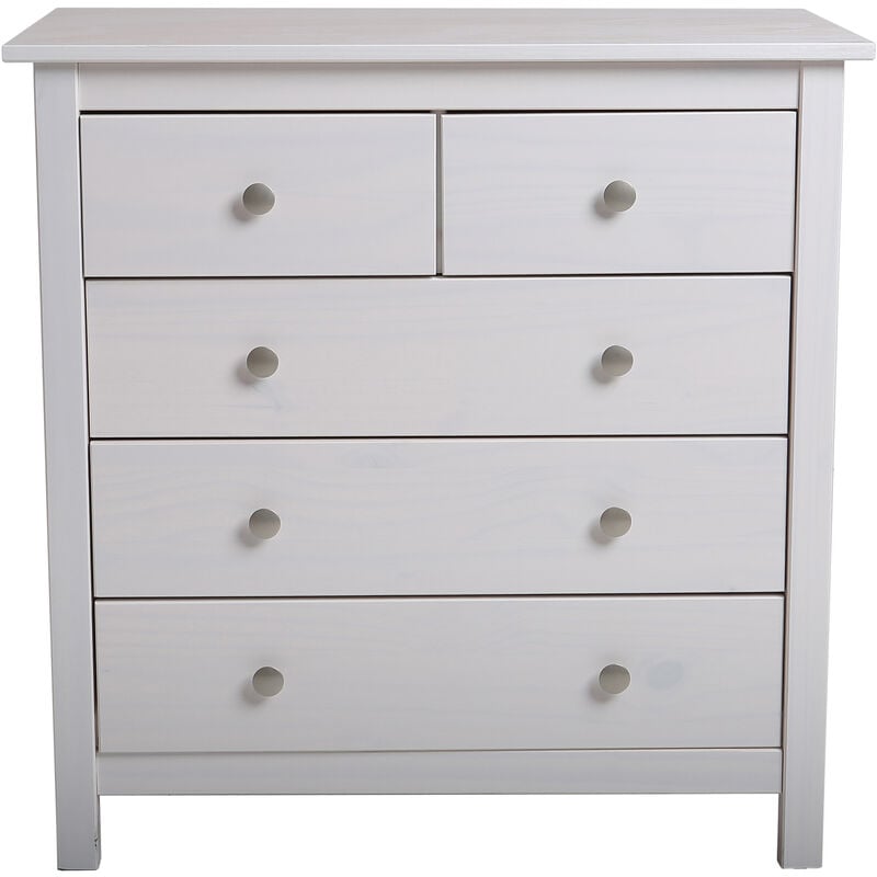 Commode, meuble de rangement en pin coloris blanc- Longueur 79 x Profondeur 40 x Hauteur 80 cm Pegane