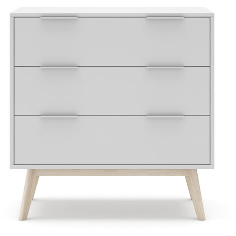 Commode, meuble de rangement en pin et MDF avec 3 tiroirs coloris blanc - Longueur 80 x Profondeur 40 x Hauteur 83 cm -PEGANE-