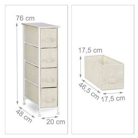 Commode meuble de rangement étagère avec tiroirs tissu beige