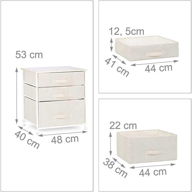 Helloshop26 - Commode meuble de rangement étagère avec tiroirs tissu beige