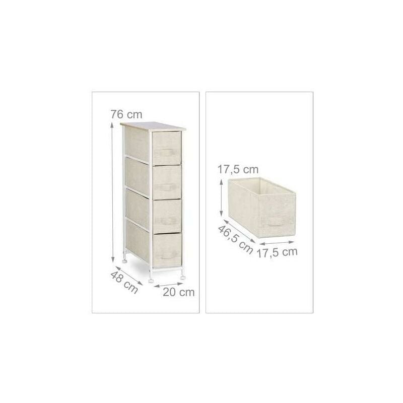 Commode meuble de rangement étagère avec tiroirs tissu beige