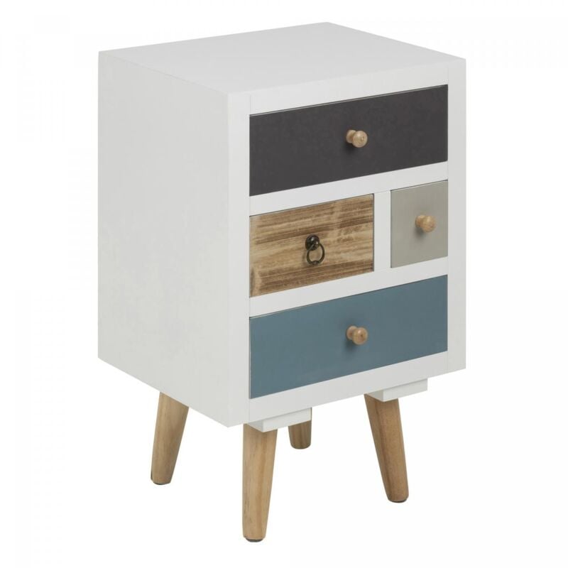 Commode mevuc 30x36x59cm blanc, marron, bleu en Bois